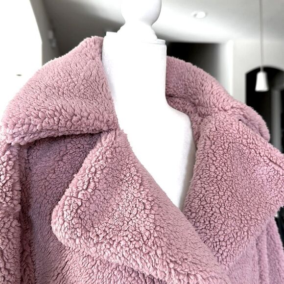 NWT Free People Joplin Cozy Jacket Smoked Pink Faux Fur Slouchy Relaxed Collar - Picture 10 of 17